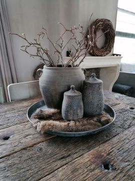 Picture of Houten pot Maya L vintage grey