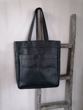 Picture of Lederen shopping bag met vak Antraciet Raw Materials