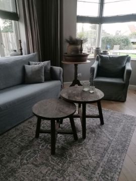 Picture of Stoere salontafel set/2 rond oud hout
