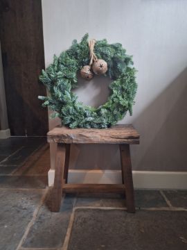 Picture of Nobilis krans 50 cm met zinken roestkleurige kerstballen