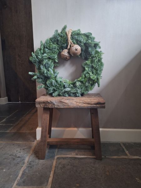 Picture of Nobilis krans 50 cm met zinken roestkleurige kerstballen