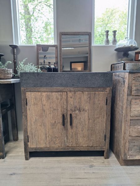 Picture of Landelijk rustiek badkamer meubel incl. granieten wasbak