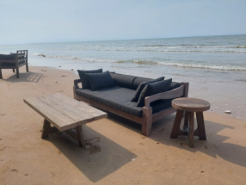 Picture of Landelijke tuinbank/daybed met outdoor kussens 200 cm