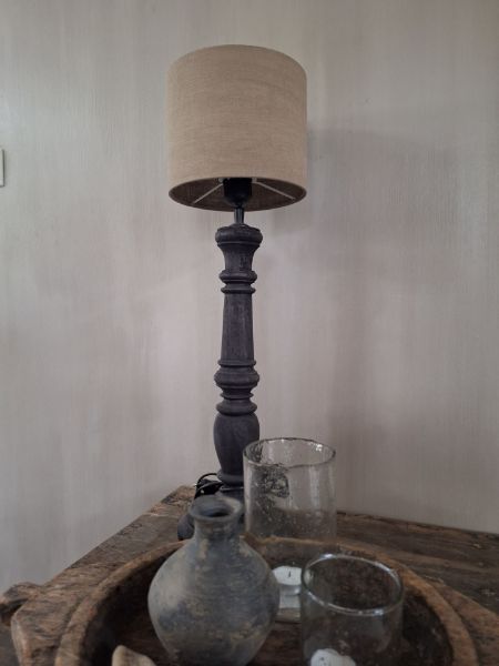 Picture of Houten tafellamp 66,5 cm grey incl beige kap