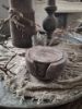 Picture of Vintage houten onderzetters in houder Grey finish