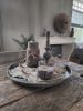 Picture of Vintage houten onderzetters in houder Grey finish